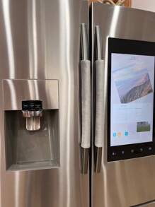 2Pcs Double-Door Refrigerator Oven Handle Gloves, Oven Microwave Handle Gloves, Non-Slip Anti-Oil Warm Refrigerator Door Handle Gloves, Refrigerator Oven Handle Velvet Protective Cover, Hook And Loop Handle Gloves