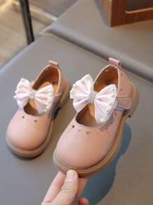 1 Pair Pink Baby Girls' Flat Shoes, Comfortable Casual Bowknot Toddler Shoes, Versatile For Summer Outdoor & Fashion