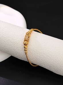 1 chiếc vòng tay hình trái tim vàng thời trang, đa năng, tối giản, thích hợp đeo đi làm, có thể điều chỉnh kích thước dành cho nữ. - Vàng - Xem 6
