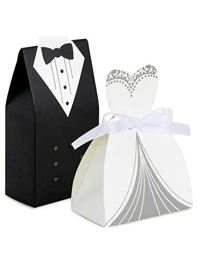 100 piezas Cajas de regalo de boda estilo occidental, cajas de recuerdos de boda para novio y novia