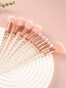 10pcs Gold Unicorn Spiral Handle Ergonomic Makeup Brush Set, Suitable For Eyeshadow Powder, Blush Powder, Mineral Powder And Liquid Makeup, Soft Fibers, Recommended For Makeup Artists And Beginners, Easy To Use, Value Pack Makeup Brush Set - Rose Gold - View 6