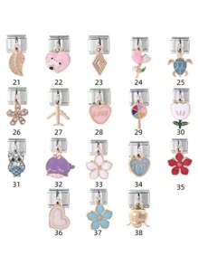 1pc Animal Flower Lipstick Pendant Modular DIY Daily Couple Fashion Stainless Steel Elastic Bracelet Accessory - Multicolor - View 18