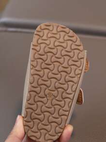 1 双儿童软木凉鞋，夏季男童/女童沙滩鞋，幼儿/小孩软底亲子一脚蹬露趾拖鞋