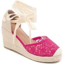 Espadrillas con zeppa stringate, con punta intrecciata e tacco in corda, stile bohémien