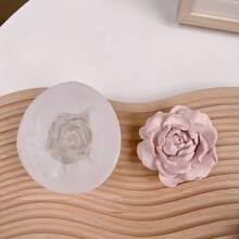 3D硅胶玫瑰模具，适用于香皂、树脂工艺品和DIY - 粉白花卉设计，是手工创作和家居装饰的理想之选 - 白色 - 查看 3