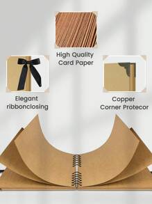 Scrapbook Album, 8"X 8"(20 X 20 Cm)/10"X 12"(25 X 30 Cm) Scrap Book, Thick 250gsm Kraft Paper (60 Pages), Art Supplies For DIY Crafts, Guest Books, Traveling, Birthday & Holiday Gifts. - Khaki - View 3