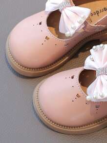 1 Pair Pink Baby Girls' Flat Shoes, Comfortable Casual Bowknot Toddler Shoes, Versatile For Summer Outdoor & Fashion