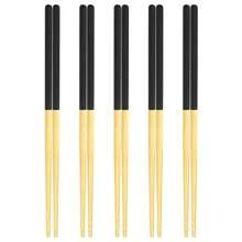 Jokipvy 5 أزواج من أدوات الأكل بالشرق الأقصى المصنوعة من الفولاذ المقاوم للصدأ بطلاء مرآة ذهبي، لاصقة ولا تنزلق مناسبة للحفلات والأعراس والمناسبات والمطاعم والفنادق كهدايا