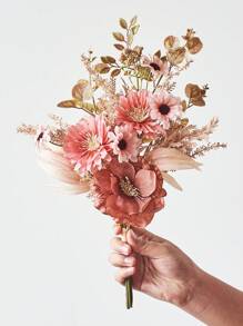 1 Bouquet Of Artificial Flowers, Including Artificial Anemone, Daisy And Eucalyptus, Realistic Texture, Suitable For Vases, Home Decor, Hotel Rooms, Wedding Decorations, Dining Table Centerpieces, Birthday Gifts, Graduation Ceremonies, Autumn Decorations And More. - Coral Pink - View 6