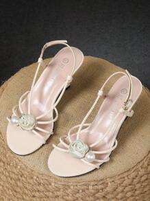 Pointed Toe Thin Heel Strap Buckle Decoration High Heel Sandals For Women, Versatile Party Pumps