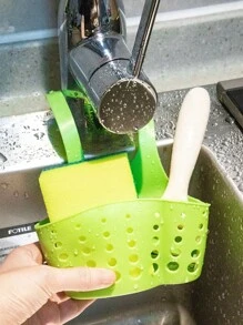 1 pieza/ Cesta colgante de drenaje del fregadero de la cocina, estante de almacenamiento para esponjas y grifos, sin necesidad de perforación para colgar en el fregadero