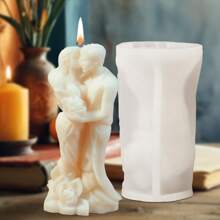 1 pieza Molde de silicona para velas del Día de San Valentín, molde de fundición de adornos con pareja abrazando y besando, molde para manualidades con resina y yeso para decoración del hogar y regalo