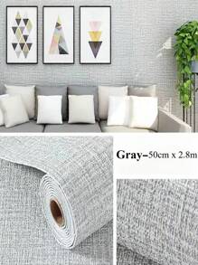 Papel de parede de linho autoadesivo 3D, adesivos de parede contínuos à prova d'água para sala de estar, quarto, armário de cozinha, adesivo de parede à prova d'água 50cmx5m