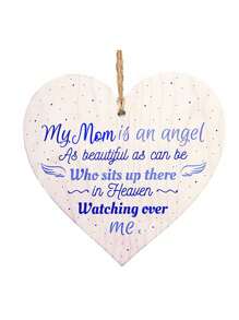 1 szt. Drukowana tabliczka informacyjna z miłością dla mamy Drewniane wiszące serce z napisem "Miłość" ozdoby choinkowe pamiątkowy prezent na dzień matki, wystrój domu, wystrój pokoju, wystrój ściany - Czerwony - Zobacz 3