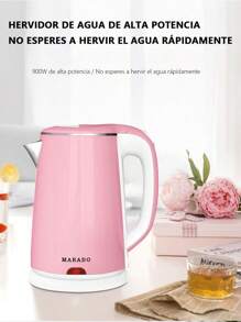 [SE BELLA] Hervidor eléctrico/tetera electrica,jarra electrica hervir agua, 2.3L de gran capacidad, apagado automático inteligente cuando el agua hierve, hervidor de acero inoxidable incorporado, protección exterior engrosada, el tacto no se escaldará, doble aislamiento, adecuado para sala de estar, cocina, uso de oficina - Rosa - Ver 2