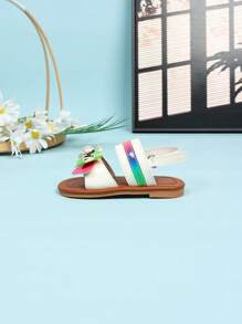 Toddler Girls' Casual Open Toe Non-Slip Beach Sandals, Fashionable Soft Bottom White Pearl Comfortable Leisure Cute Infant Sandals - White - View 7