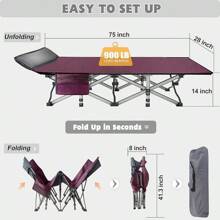 ABORON Oversized XXL Folding Camping Cot W/Mat For Adults, 78" L X 32" W X 18" H, Heavy Duty Outdoor Bed With Carry Bag,1200 D Layer Oxford Travel Camp Cots - 紅色 - 查看 8