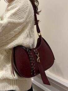 Bolso de mano vintage, nuevo diseño de bolso cruzado de mujer en forma de media luna con colgante, de moda