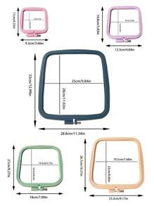 Vivid Candy-Colored Square Embroidered Cross Stitch Hoops - ABS Hoops And Macaron Mix Color Tapes, Suitable For Arts And Crafts, Convenient Sewing And Embroidery Project Operation - Multicolor - View 5