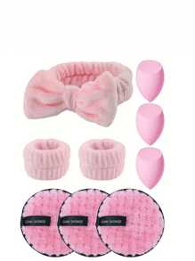 9-Piece Reusable Makeup Tool Set: Face Cleansing Pads, Makeup Sponges, Facial Scrub Band, Air Cushion Puff, Portable Cosmetic Accessories Suitable For Foundation, Cream, Powder, BB Cushion, Fit For All Skin Types