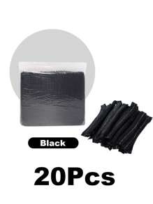 100/50/20 件黑色一次性无纺布帽子，适用于艺术化妆、眉毛微刀片和纹身配件、浴帽、弹性浴帽、防水美发沙龙帽、头发护理帽、酒店发帽，多种选择 - 黑色 - 查看 12