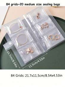 1 Pc Frosted Transparent Jewelry Storage Album With 20/84 Anti-Oxidation Dust Proof Storage Bags, Used For Rings, Earrings, Necklaces And Other Accessories & Cosmetics Organization, Ideal Holiday Gift Mother's Day Gift - 84 Slots Transparent Storage Book - View 6
