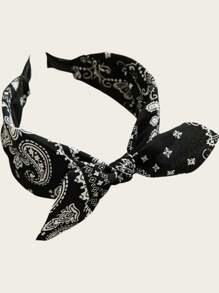 1 pièce Bandeau élégant en cachemire avec nœud papillon, serre-tête, accessoire pour cheveux, accessoire pour la tête noir - Noir - Voir 2