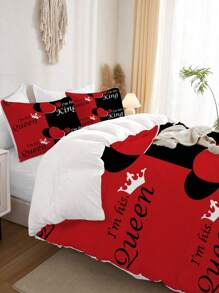 3 件/套字母图案羽绒被套套装（1 个羽绒被套和 2 个枕套）现代布艺家居床上用品套装，适合所有季节