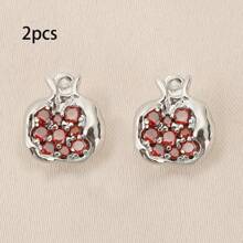 2/5pcs Copper With Cubic Zirconia Geometric Pomegranate Shaped Pendant, For DIY Bracelet, Necklace, Keychain, Jewelry Accessories