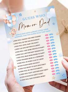 30 de bucăți-We Can Bearly Wait Who Mama sau Tata Cărți de joc, Rechizite pentru petrecere pentru dezvăluirea sexului Favoruri pentru decorațiuni pentru baby shower (5"X7") - Roz Albastru - Vizualizare 3