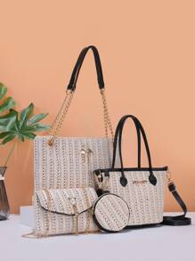 Women's 4-Piece Combo Bag Set - Fashion Essential! Shoulder Tote Crossbody Mini Bag Combo, Handheld & Crossbody Versatile, Chic & Spacious, Suitable For Various Occasions, Hot-Selling Cross-Border Item
