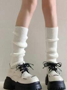 女士暖腿袜，可爱针织舞蹈暖腿袜 - 白色 - 查看 5