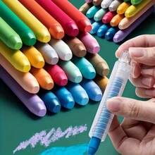 6pcs Chalk + 1pc Chalk Holder / 12pcs Chalk + 2pcs Chalk Holder / 24pcs Dustless Chalk + 3pcs Chalk Holder, Water-Soluble Bright Color Chalk Suitable For Teaching, Painting, Blackboard, Presentation,School Supplies,Back To School