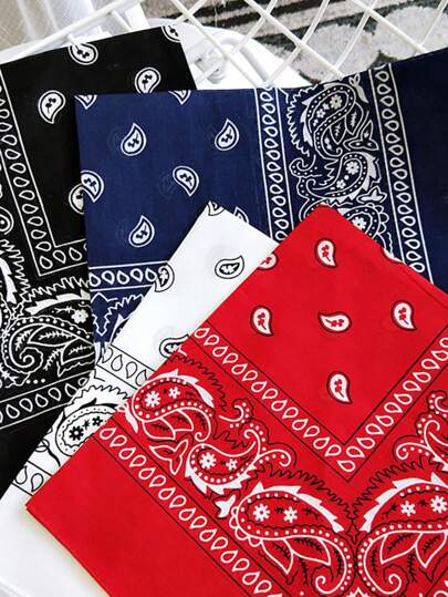 3条腰果花图案头巾，复古嘻哈风，男女皆宜，街头服饰配饰