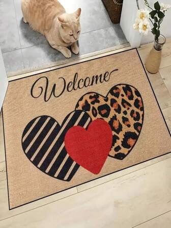 1 件 Hello 条纹主题地毯，防滑且易于清洁，可机洗，迎宾垫，适用于卧室、房间、照片、道具、户外装饰、礼品、节日礼物、所有季节