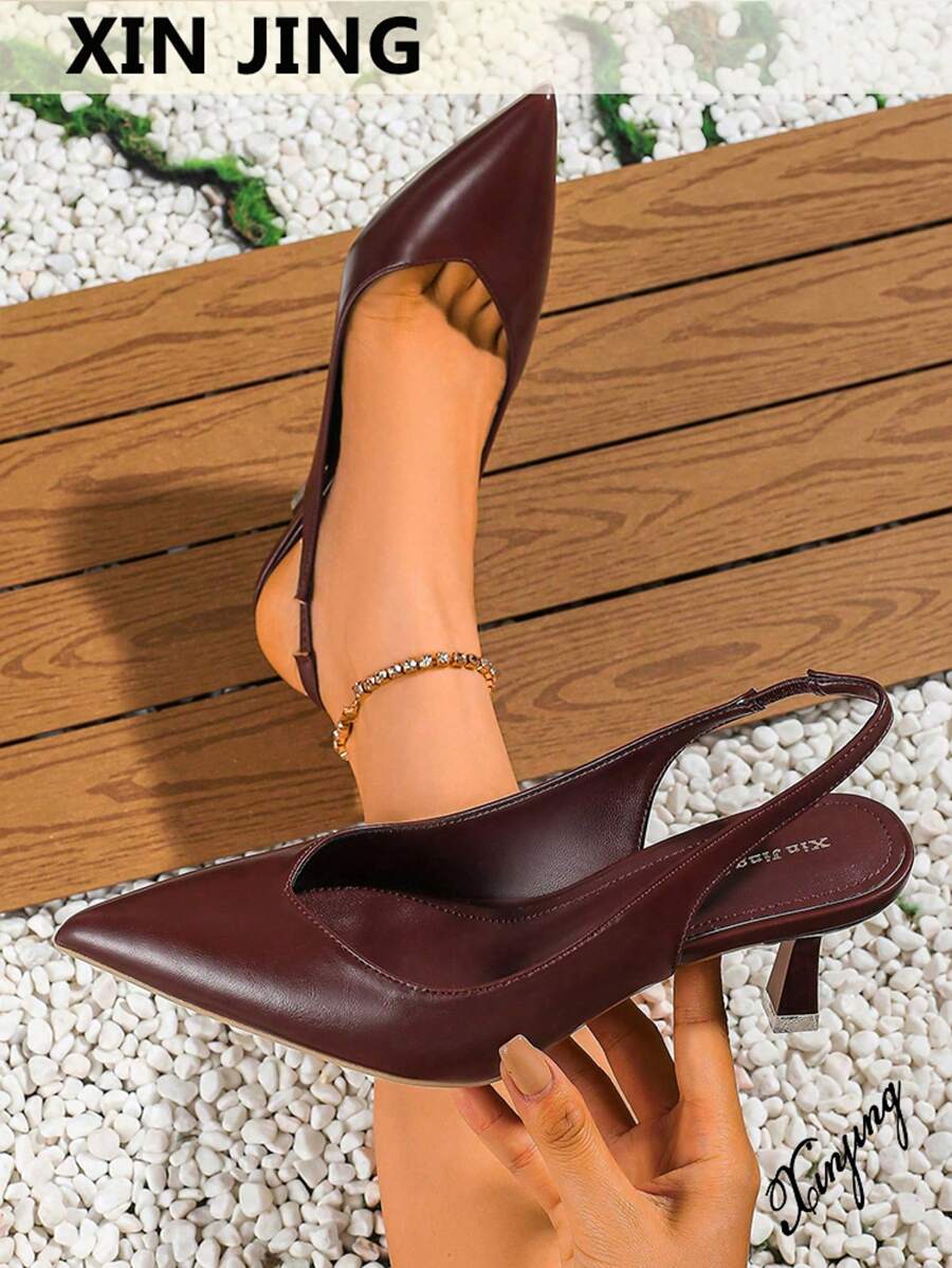 Xin Jing Shoes Tacones altos versátiles y elegantes para mujer, zapatos de vestir con slip-on para ir al trabajo, bodas y fiestas
