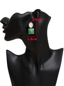 1 Pair Geometric Resin Stud Earrings, Suitable For Daily Wear - Green Mix - View 3