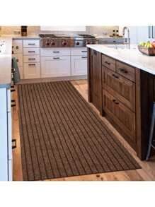 1pc Kitchen Dining Room Carpet Anti Slip Door Mat, Solid Color Stripe Kitchen Carpet Floor Mat, Easy To Clean, Suitable For Hallway, Kitchen, Dining Room, Bathroom, Entrance Door Mat