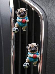 1/2/4个装可爱巴哥犬汽车出风口夹 2D亚克力扁平狗狗装饰汽车香氛夹，空气清新剂，汽车内饰配件 - 米色 - 查看 7