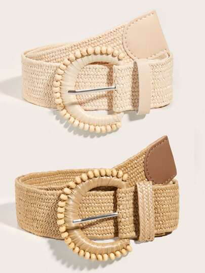 2pcs Women Boho Woven Belt, Suitable For Beach Holiday Style Summer, School Fall, Autumn, Halloween