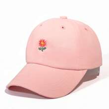 1 pieza Gorra de béisbol con bordado floral unisex para niños, linda y versátil, corona suave, ala curva, transpirable, para deportes al aire libre, campamento, protección solar