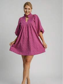 Women's Fashion V-Neck Lace Stitching Temperament Jacquard Dress