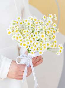 6/12 件，120 件人造雏菊花头，逼真而鲜艳的雏菊花束，栩栩如生的触感，免维护，季节性装饰，适用于新娘花束、婚礼派对、家居桌面装饰、高品质假花、户外野餐园艺、圣诞节、情人节、婚礼、母亲节、生日派对，非常适合 DIY 中心装饰 - 不含容器礼物毕业、秋季装饰、秋季