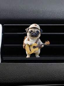 1/2/4个装可爱巴哥犬汽车出风口夹 2D亚克力扁平狗狗装饰汽车香氛夹，空气清新剂，汽车内饰配件 - 米色 - 查看 14