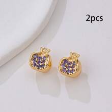 2/5pcs Copper With Cubic Zirconia Geometric Pomegranate Shaped Pendant, For DIY Bracelet, Necklace, Keychain, Jewelry Accessories