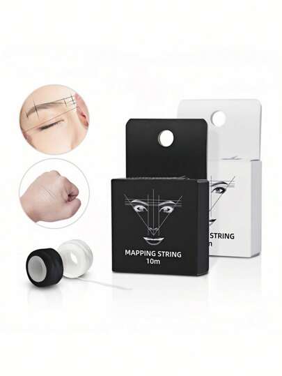 1/2/5/10pcs, White/Black Microblading Mapping String Permanent Makeup Pre-Inked Eyebrow Marker Thread Brow Positioning Tool PMU Supply