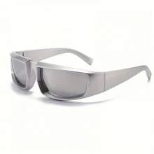 Unisex Futuristic Mirror Fashion Glasses Suitable For Parties, Featuring Y2K Wrap-Around Style.