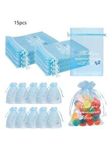 Tas Kado Baby Shower Organza Transparan Warna Pink Ukuran 4x6 Inci, Tas Souvenir Baby Shower Kecil dengan Jaring Serut, Untuk Souvenir Pesta, Kosmetik, dan Tas Kado - Berwarna merah muda - View 16