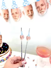 12 Pcs Personalized Face Straws 40th- 90th Birthday Decorations - Personalized Photo Straws - 95th Birthday Tableware Decor - Funny Birthday Straws, Multi-Functional, Ornamental, Reusable, Exquisite, Stylish, High-Quality, Colorful, Personalized, Unique, Ideal Gifts For Him, Ideal Gifts For Her, Boyfriend, Dad, Girlfriend, Mom, Family, Friends, Tea Room, Home, Garden, Office, For Anniversaries, For Valentine's Day, For Mother's Day, For Birthdays, For Father's Day, For Graduation, For Weddings, For Housewarming, Delicate Romance, Home & Living, Haunt Your Home, Souvenirs - Multicolor - View 7