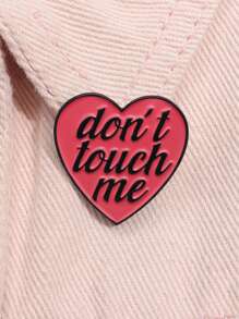 1pc "Don't Touch Me" Red Heart-Shaped Enamel Pins Women's Protection Metal Badge Brooch For Girls - Letter - View 3